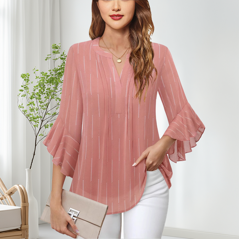 【S-2XL】👚Női elegáns fodros ujjú felső