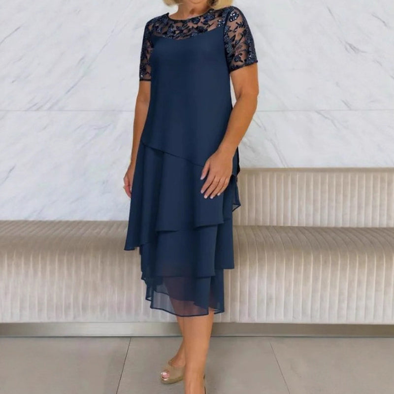 【S-3XL】👗Női sifon patchwork ruha