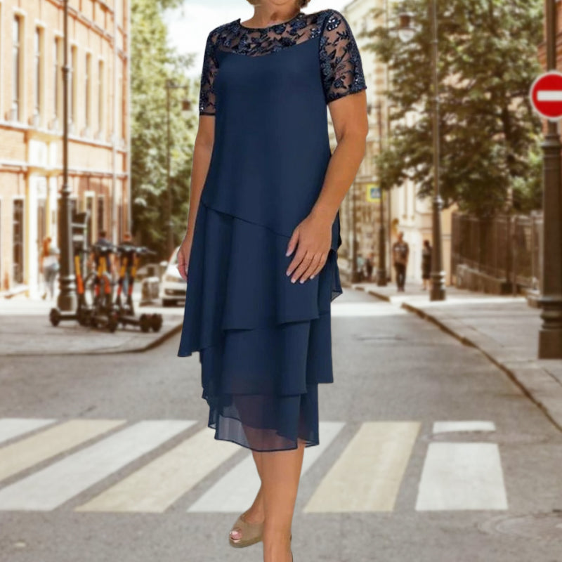 【S-3XL】👗Női sifon patchwork ruha