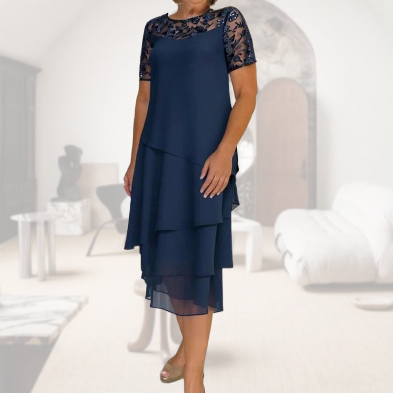 【S-3XL】👗Női sifon patchwork ruha