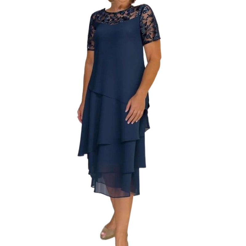 【S-3XL】👗Női sifon patchwork ruha