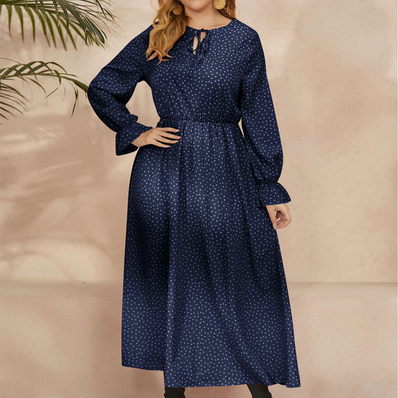 【L-4XL】👗Polka dot long-sleeved dress