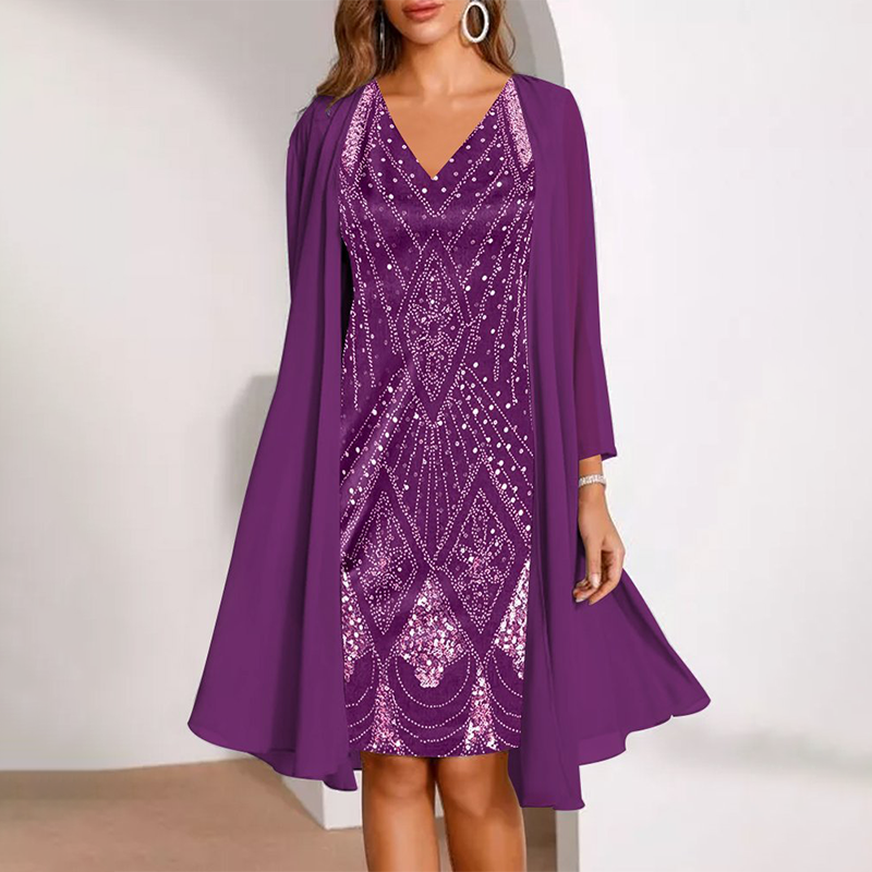 【M-3XL】💞Női ruha + hosszú kabát szett