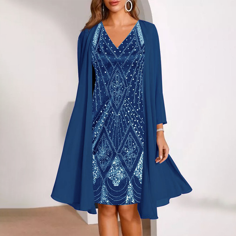【M-3XL】💞Női ruha + hosszú kabát szett