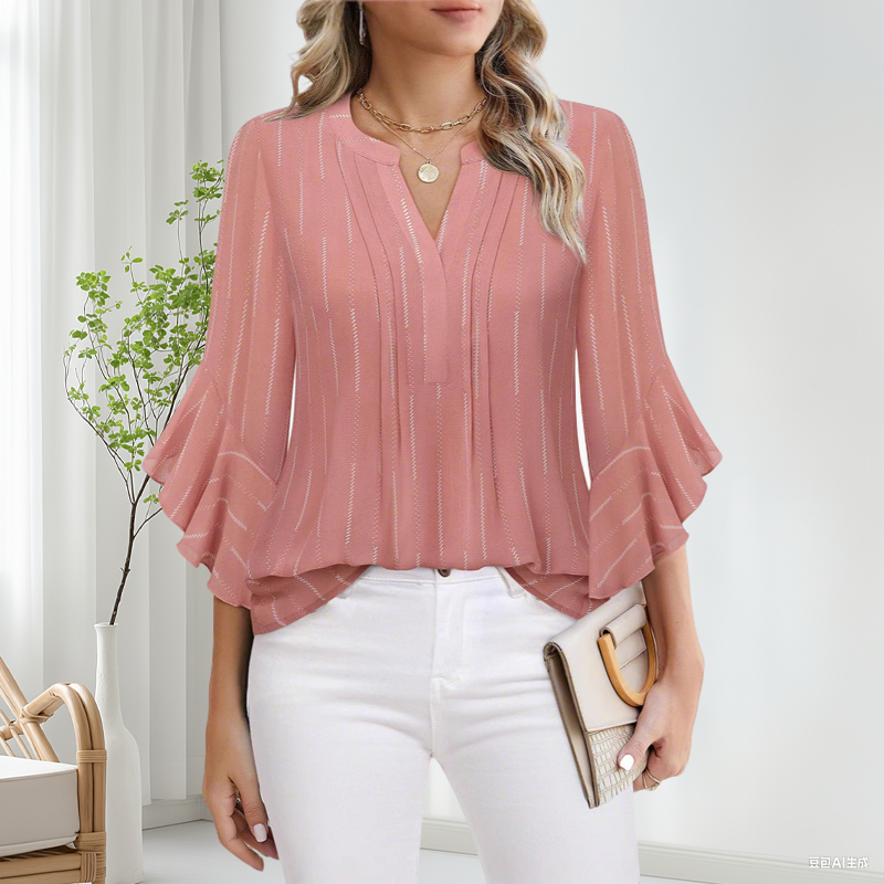 【S-2XL】👚Női elegáns fodros ujjú felső