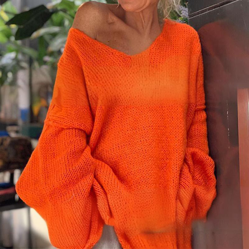 【S-XL】💖Női laza V-nyakú, hosszú ujjú pulóver