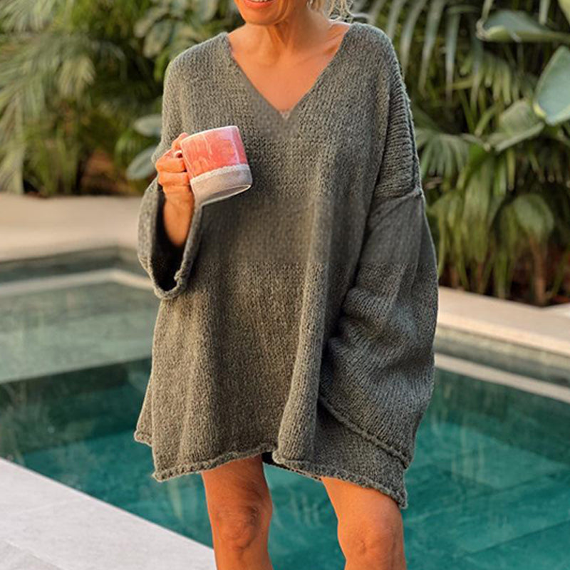 【S-XL】💖Női laza V-nyakú, hosszú ujjú pulóver