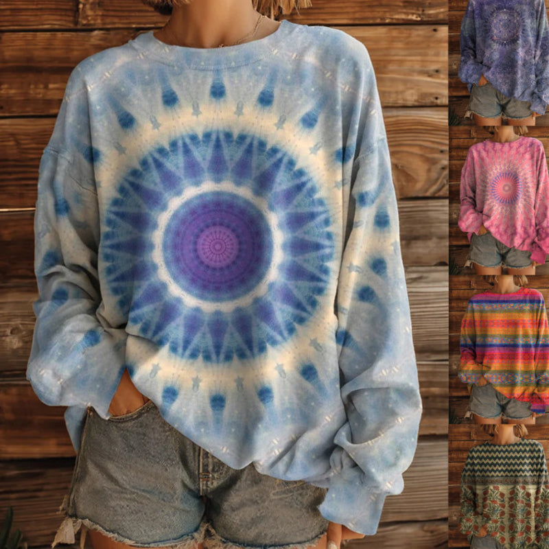 【S-3XL】💖Női, laza fazonú, batikolt pulóver